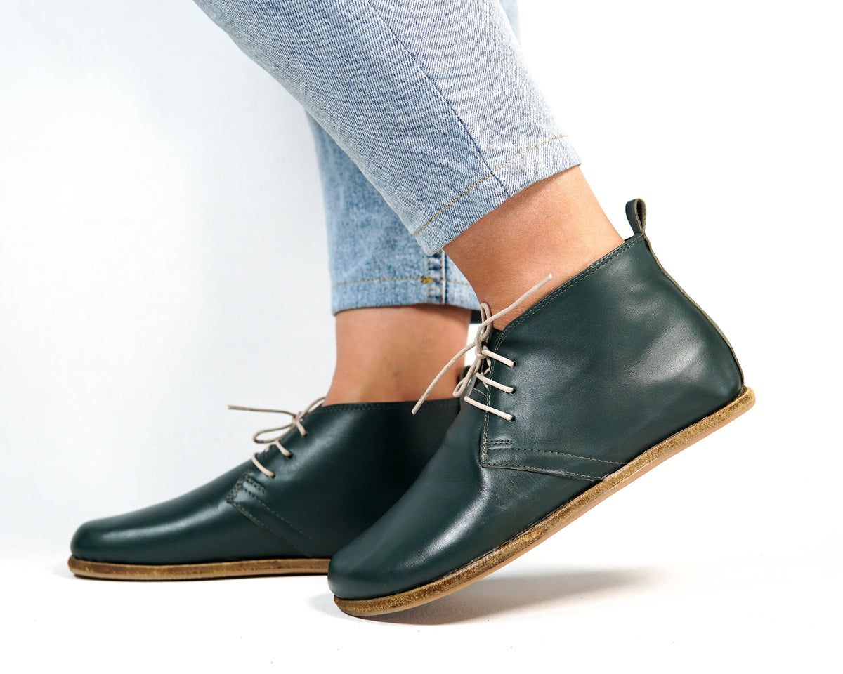 Smooth Barefoot Bootie Laces Shoes – Classic Sole — Leather Sole – Green