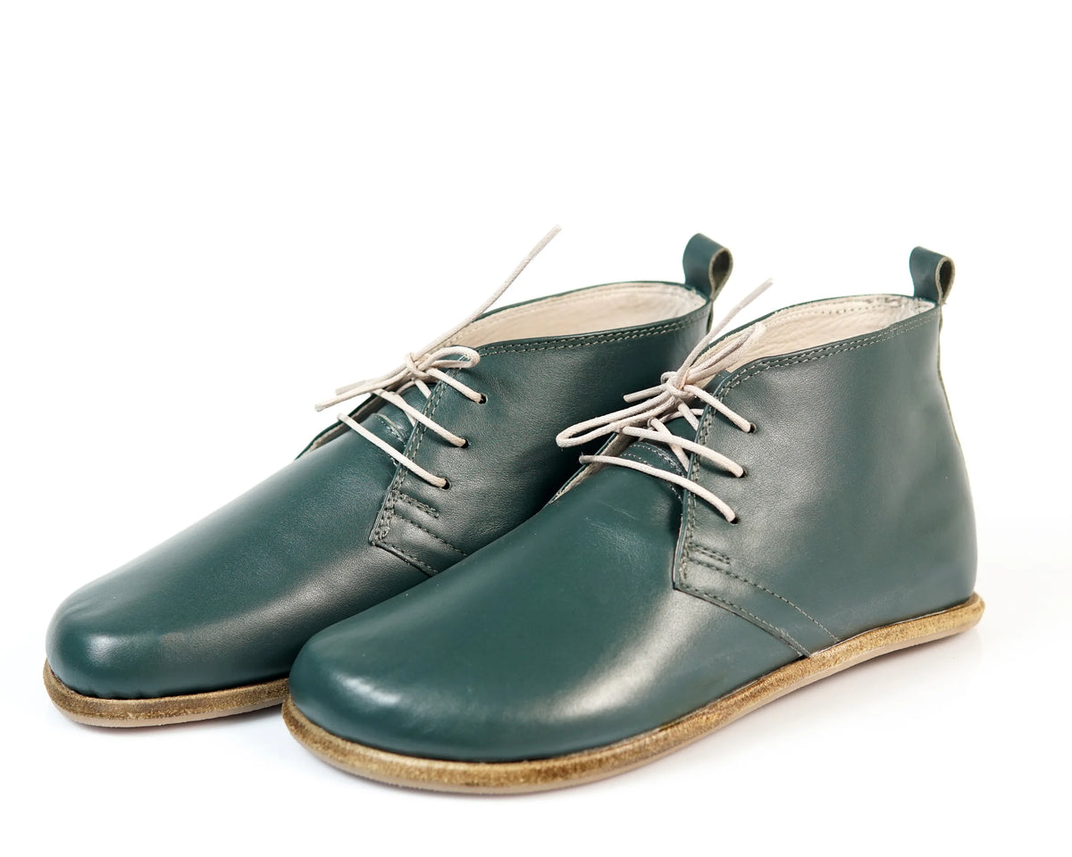 Smooth Barefoot Bootie Laces Shoes – Classic Sole — Leather Sole – Green