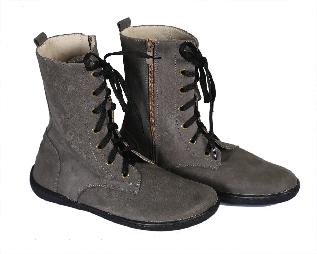 Nubuck Barefoot Long Boots Shoes – 6mm Rubber Sole – Gray