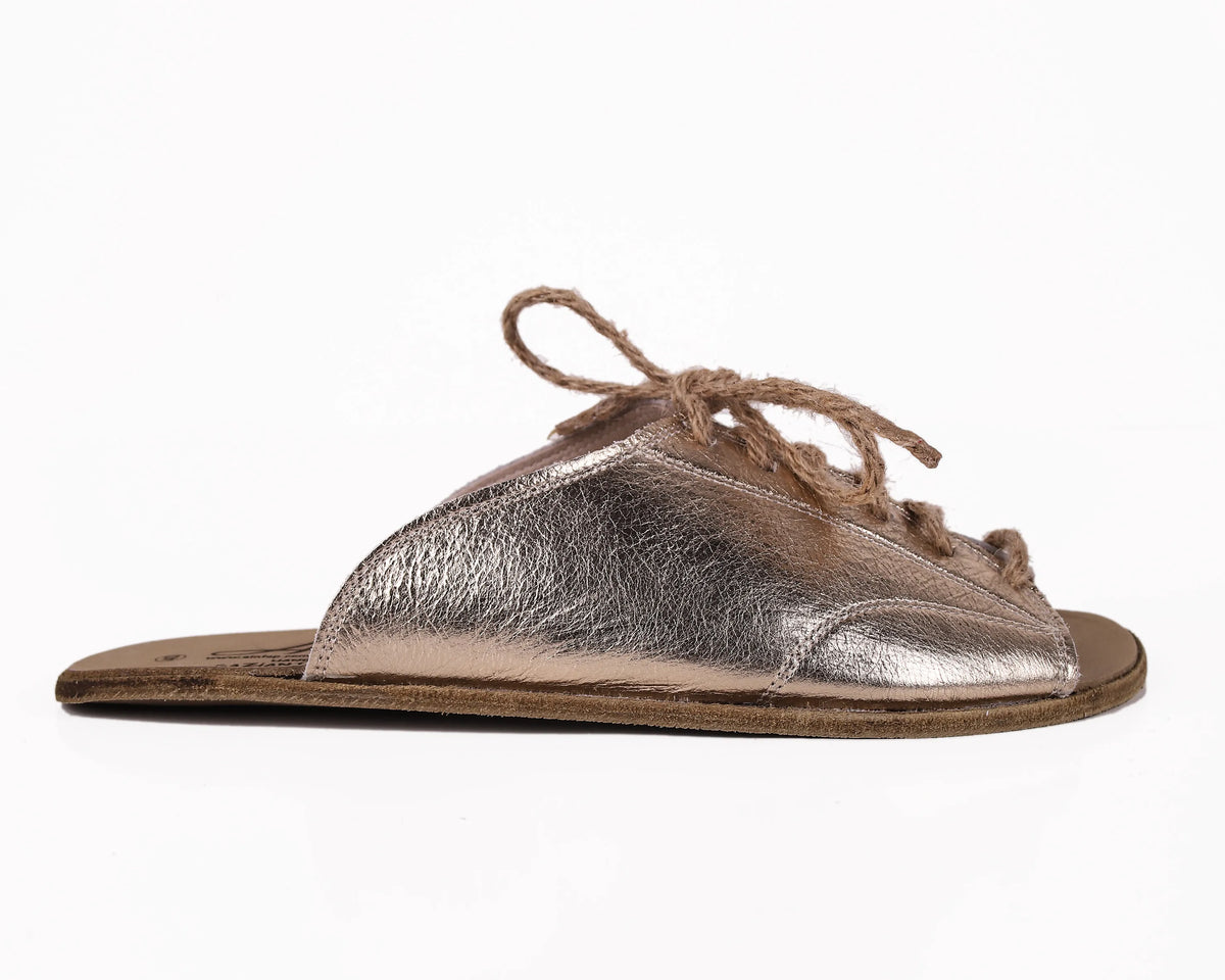 Bright Barefoot Laces Sandals Shoes – Classic Sole — Leather Sole – Gold