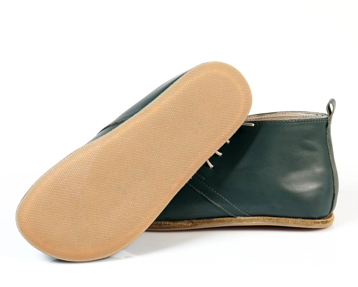 Smooth Barefoot Bootie Laces Shoes – Classic Sole — Leather Sole – Green