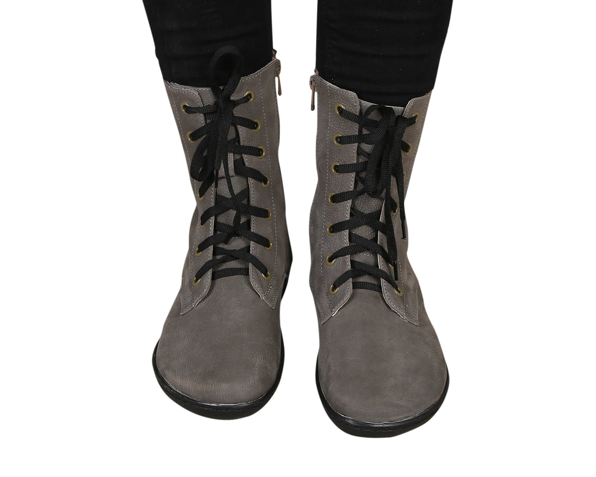 Nubuck Barefoot Long Boots Shoes – 6mm Rubber Sole – Gray