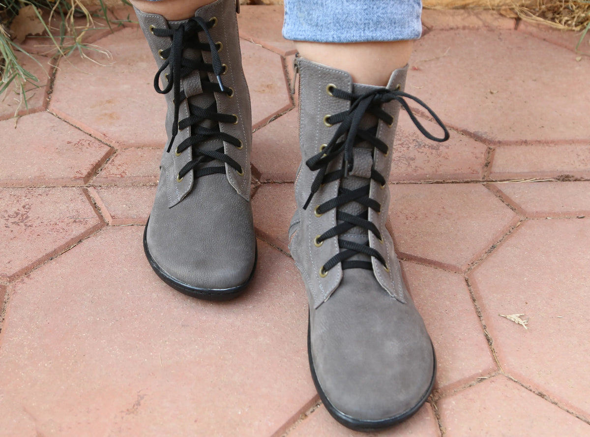 Nubuck Barefoot Long Boots Shoes – 6mm Rubber Sole – Gray