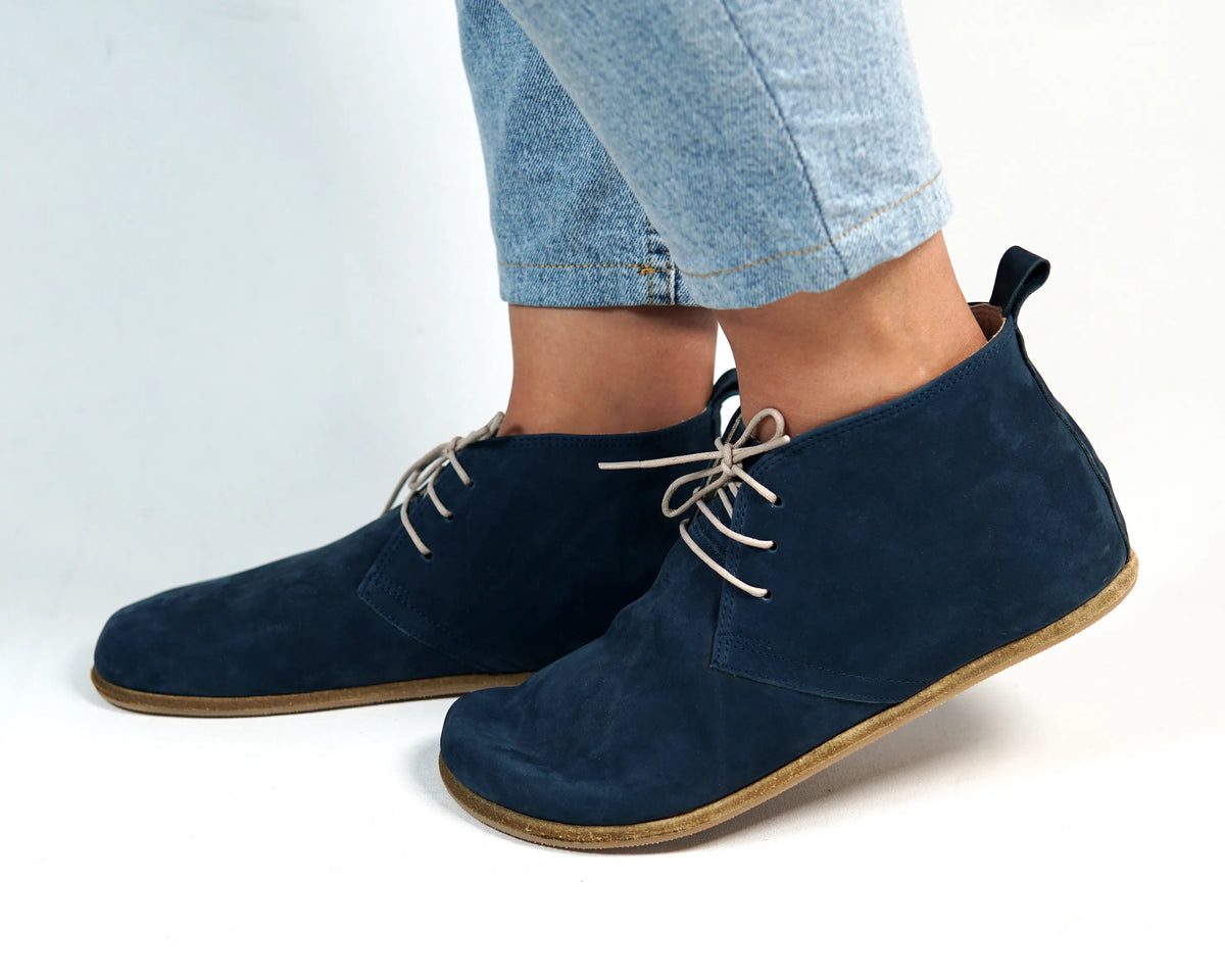 Nubuck Barefoot Bootie Laces Shoes – Classic Sole — Leather Sole – Jeans