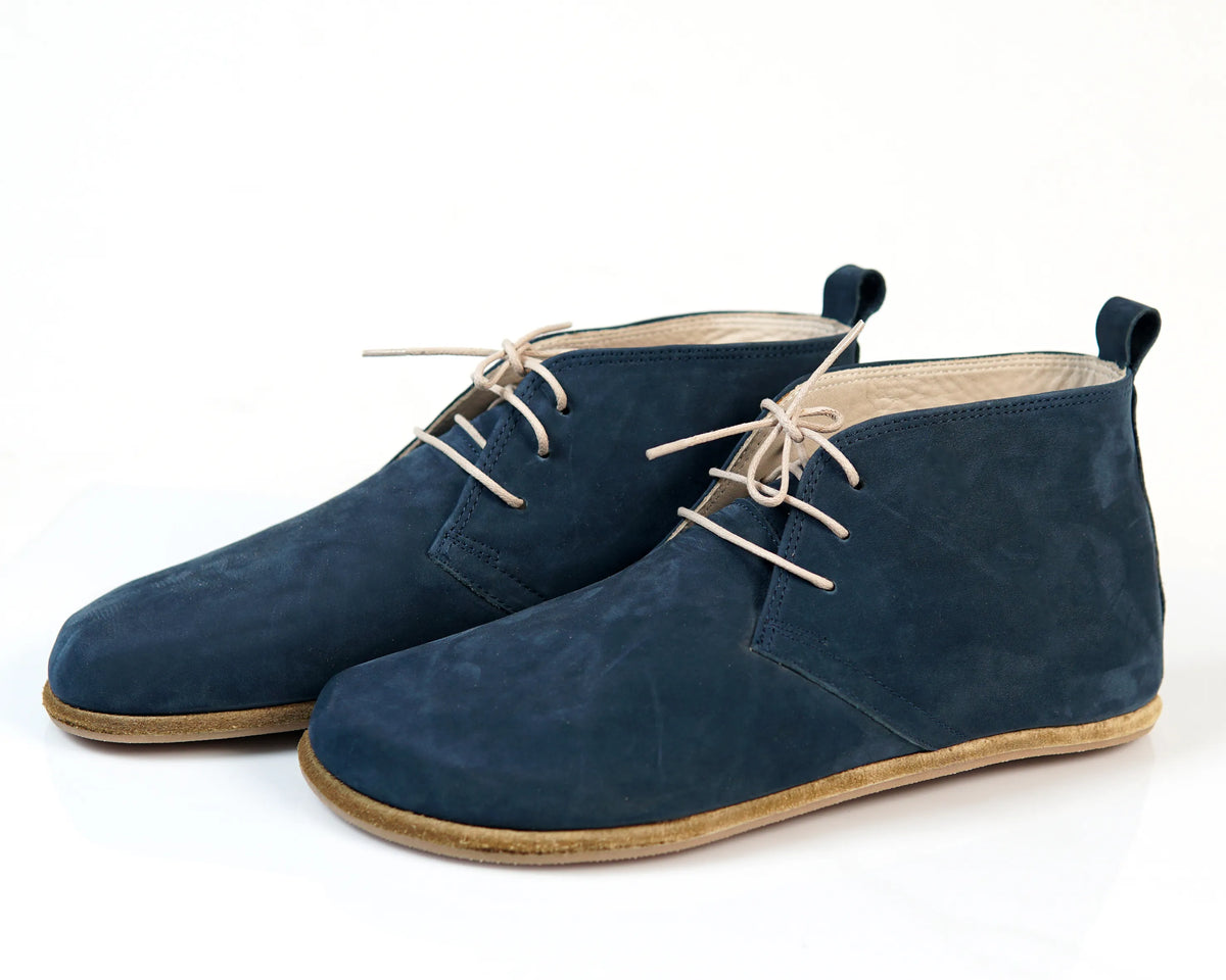 Nubuck Barefoot Bootie Laces Shoes – Classic Sole — Leather Sole – Jeans