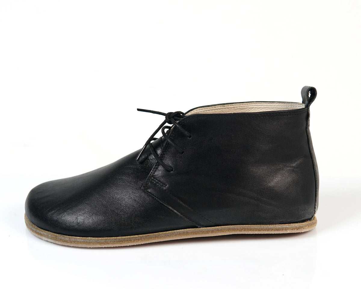 Smooth Barefoot Bootie Laces Shoes – Classic Sole — Leather Sole – Black