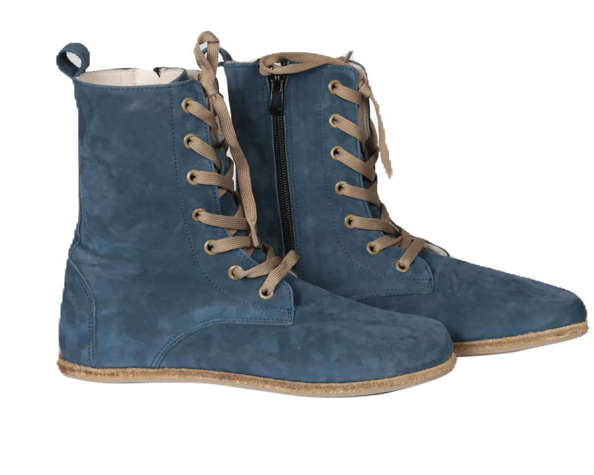 Nubuck Barefoot Long Boots Shoes – Classic Sole — Leather Sole – Jeans