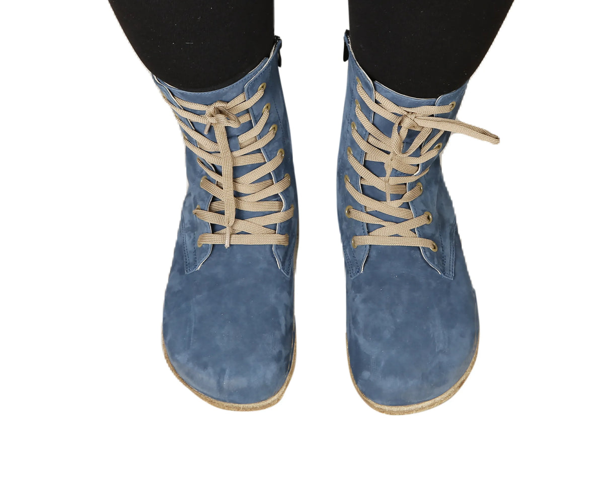 Nubuck Barefoot Long Boots Shoes – Classic Sole — Leather Sole – Jeans