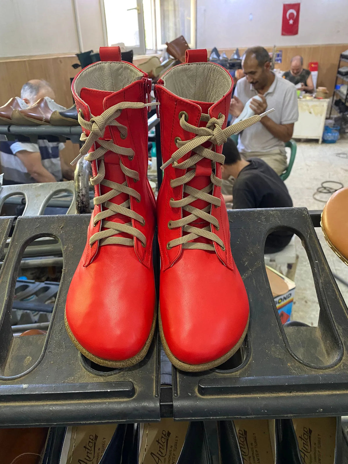 Smooth Barefoot Long Boots Shoes – Classic Sole — Leather Sole – Red