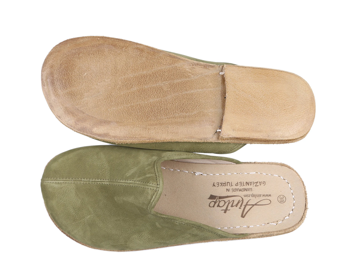 Nubuck Barefoot Regular Sandals Shoes – Classic Sole — Leather Sole – Green