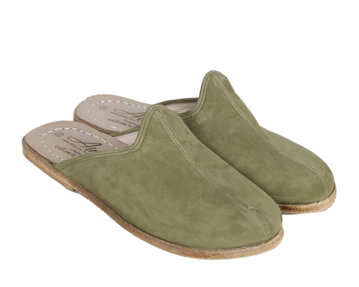 Nubuck Barefoot Regular Sandals Shoes – Classic Sole — Leather Sole – Green