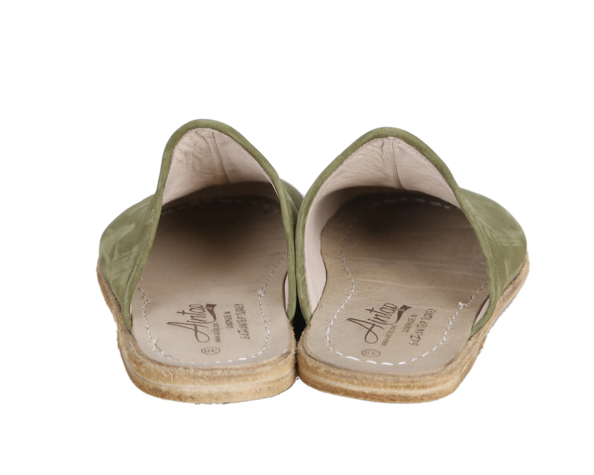 Nubuck Barefoot Regular Sandals Shoes – Classic Sole — Leather Sole – Green