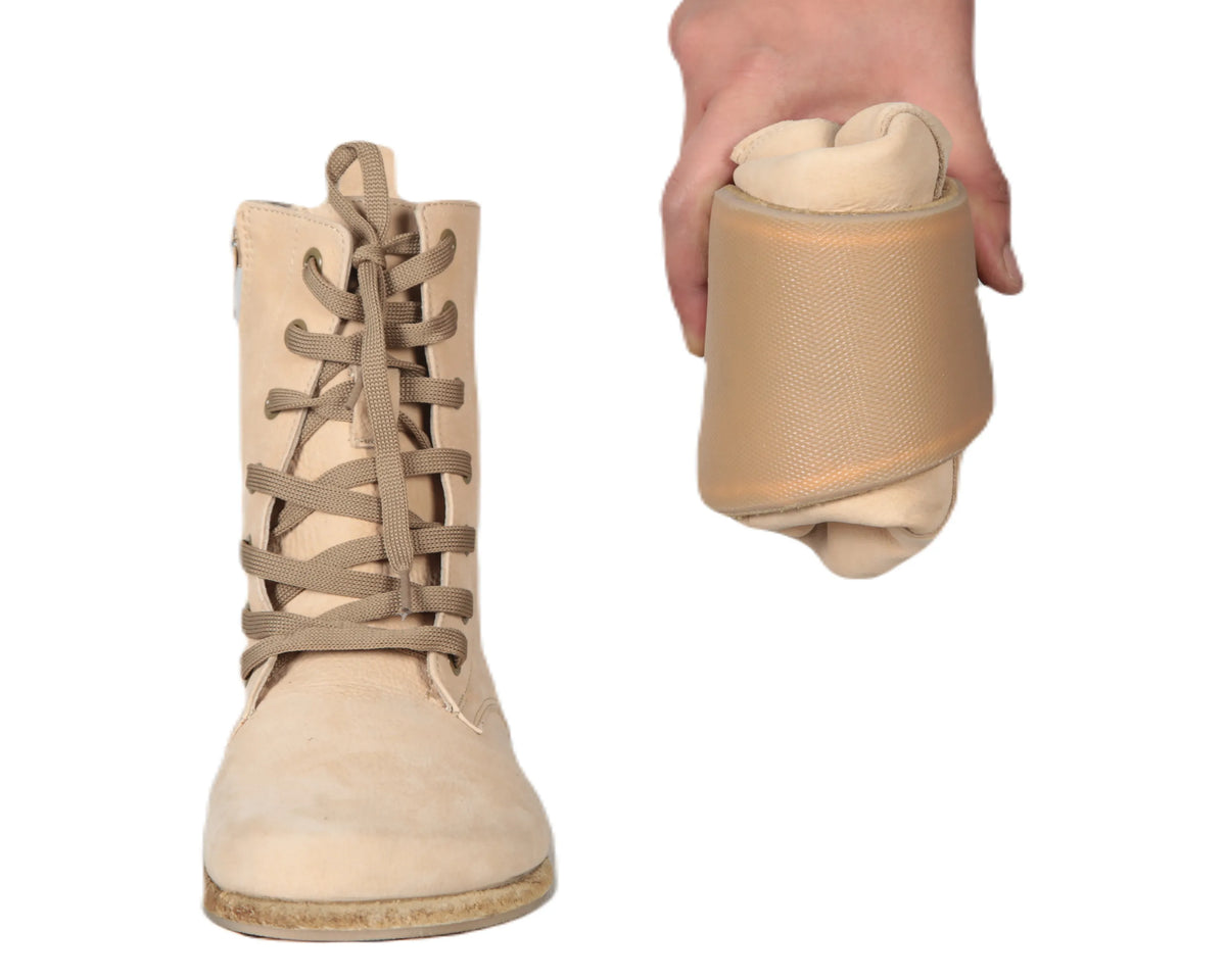 Nubuck Barefoot Long Boots Shoes – Classic Sole — Leather Sole – Cream