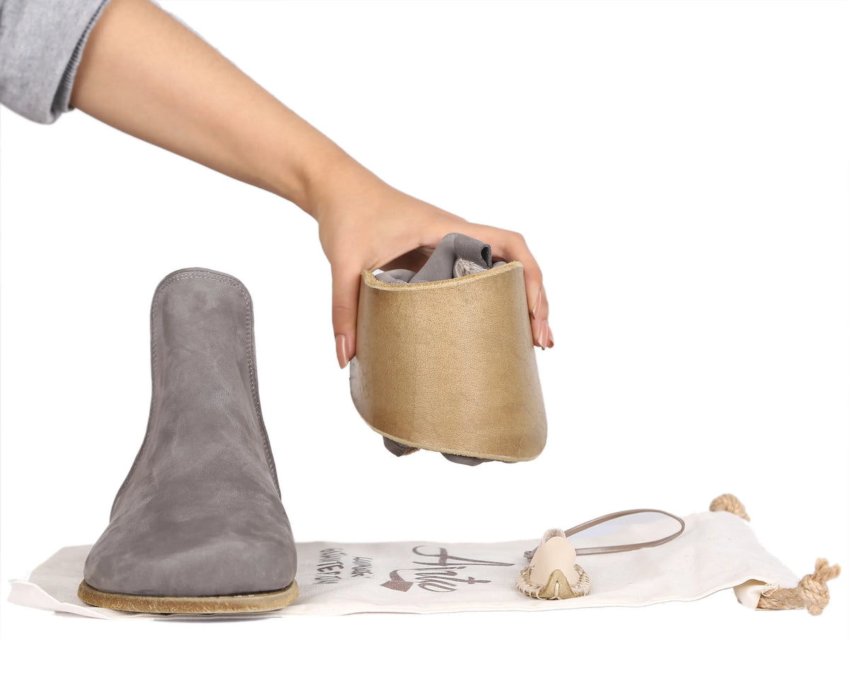 Nubuck Barefoot Chelsea Boots Shoes – Classic Sole — Leather Sole – Gray