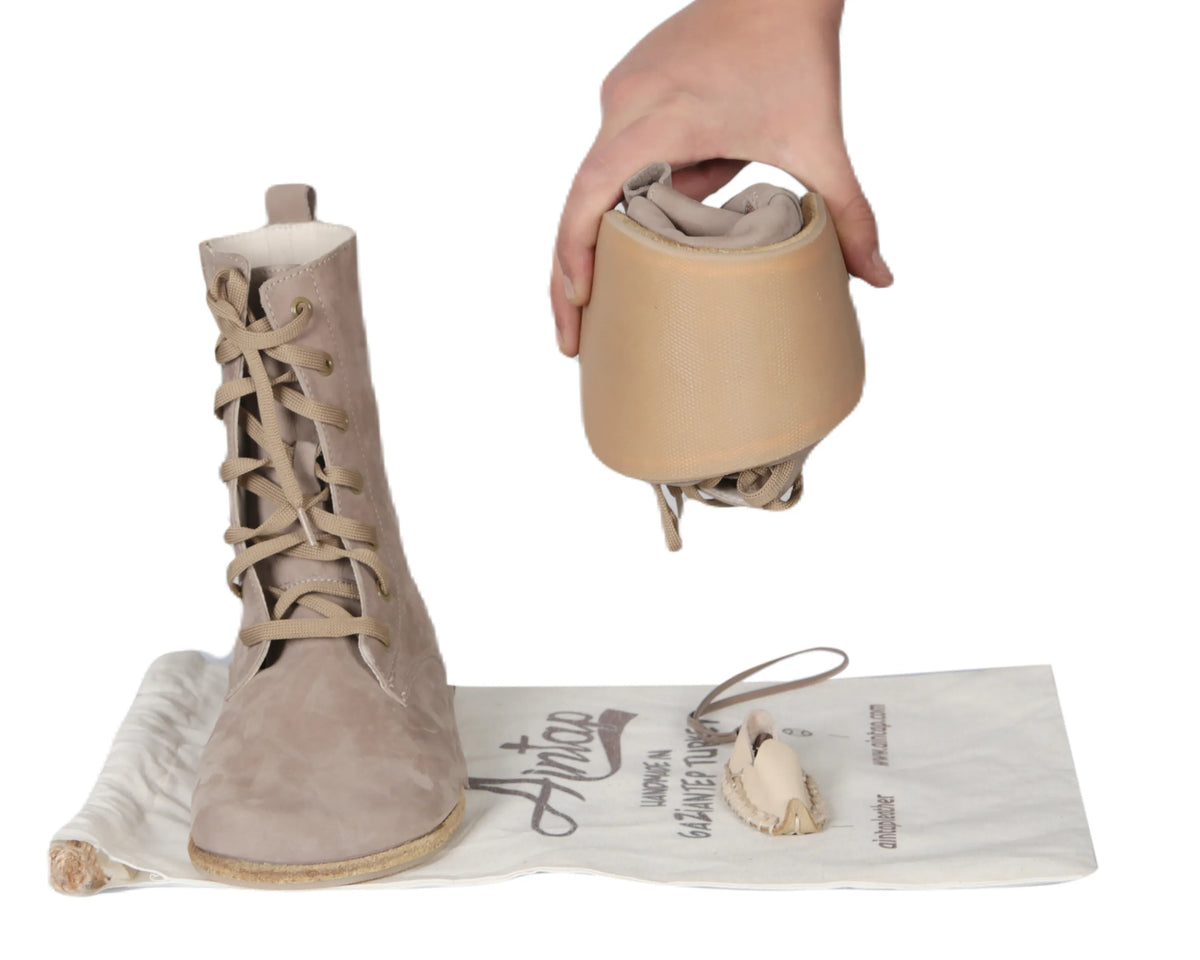 Nubuck Barefoot Long Boots Shoes – Classic Sole — Leather Sole – Smoked