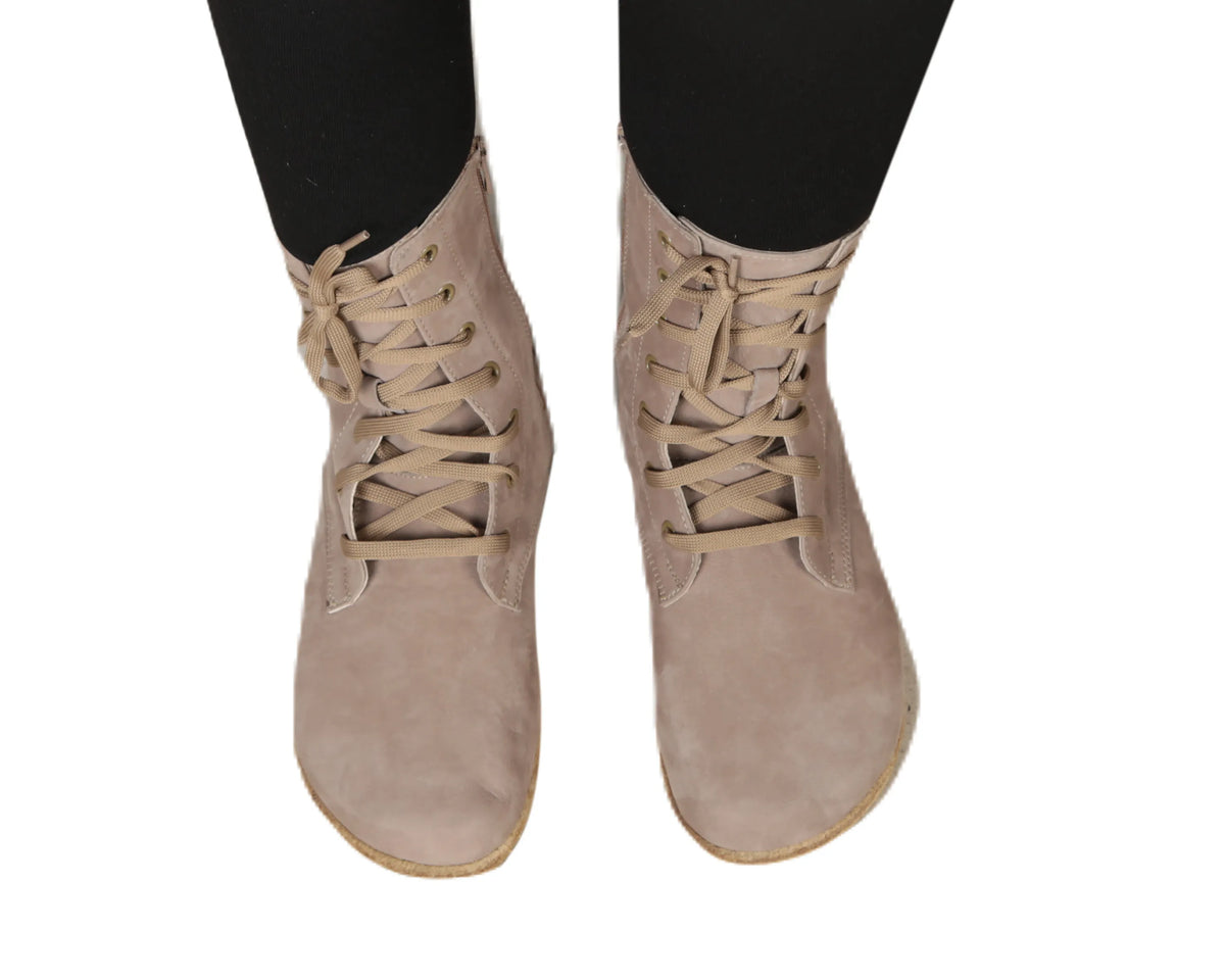 Nubuck Barefoot Long Boots Shoes – Classic Sole — Leather Sole – Smoked