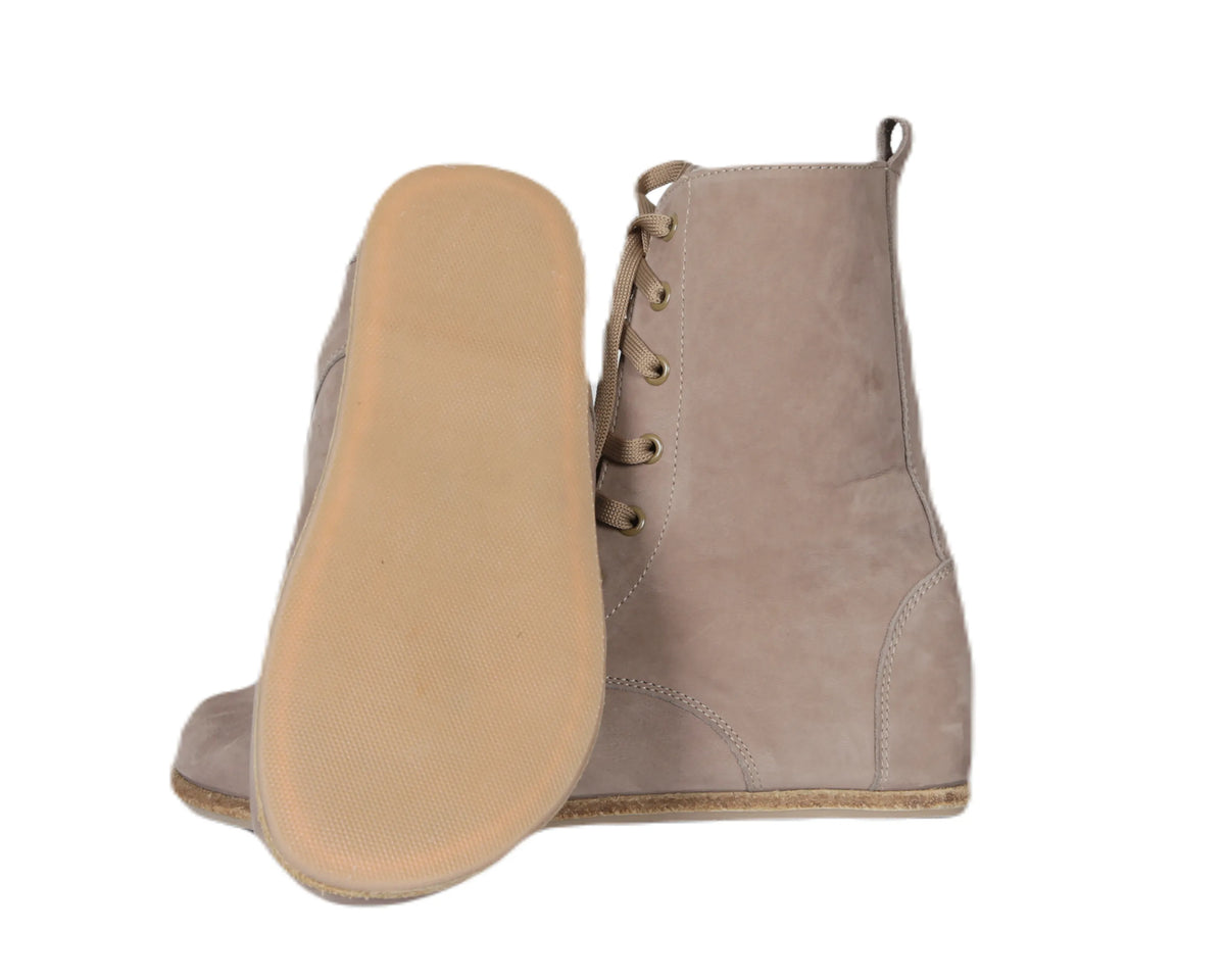 Nubuck Barefoot Long Boots Shoes – Classic Sole — Leather Sole – Smoked