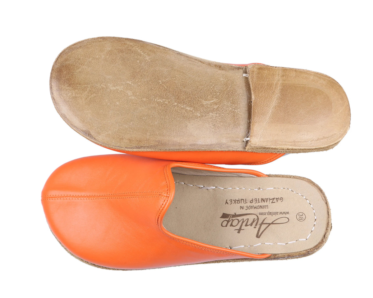Smooth Barefoot Regular Sandals Shoes – Classic Sole — Leather Sole – Orange