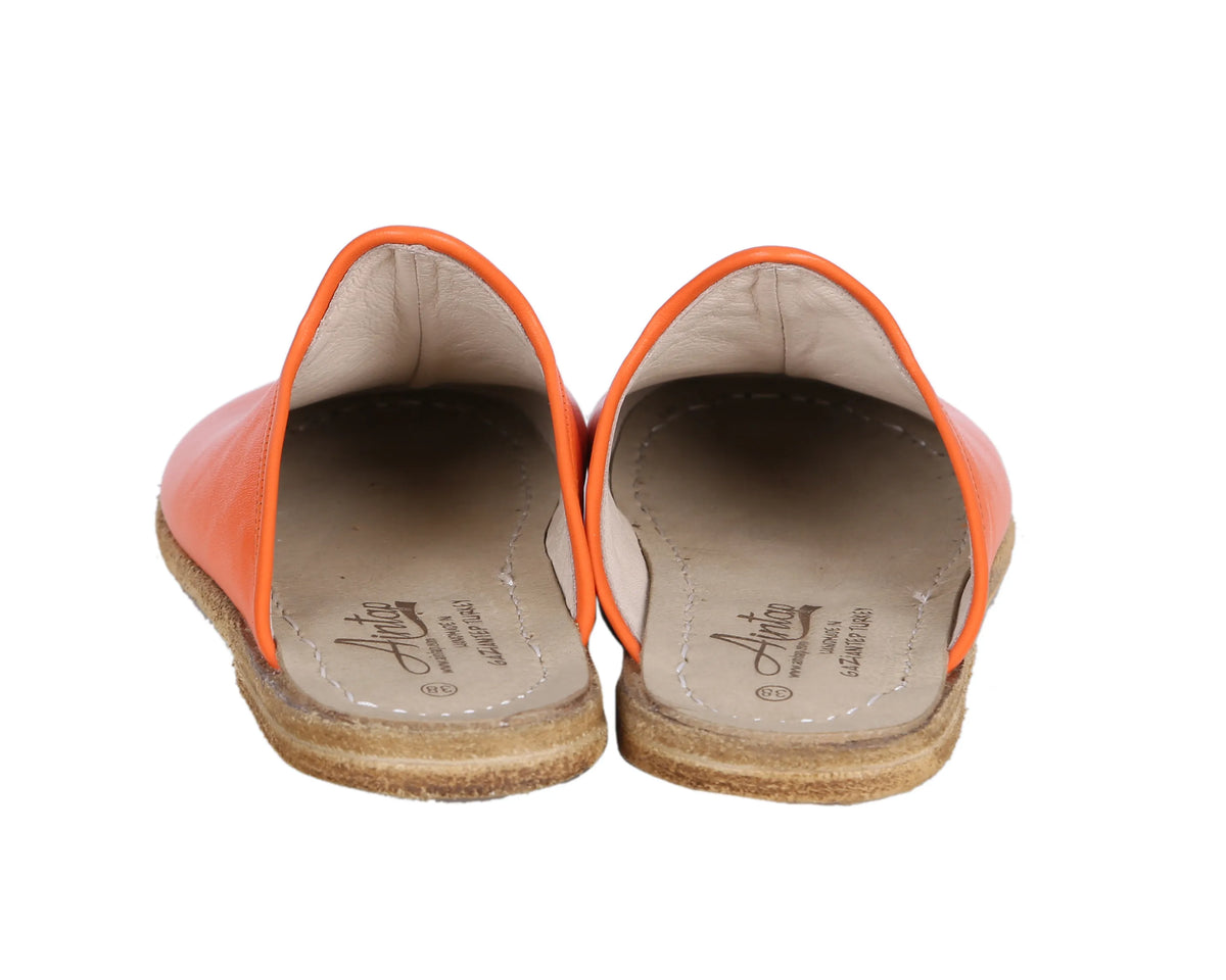 Smooth Barefoot Regular Sandals Shoes – Classic Sole — Leather Sole – Orange