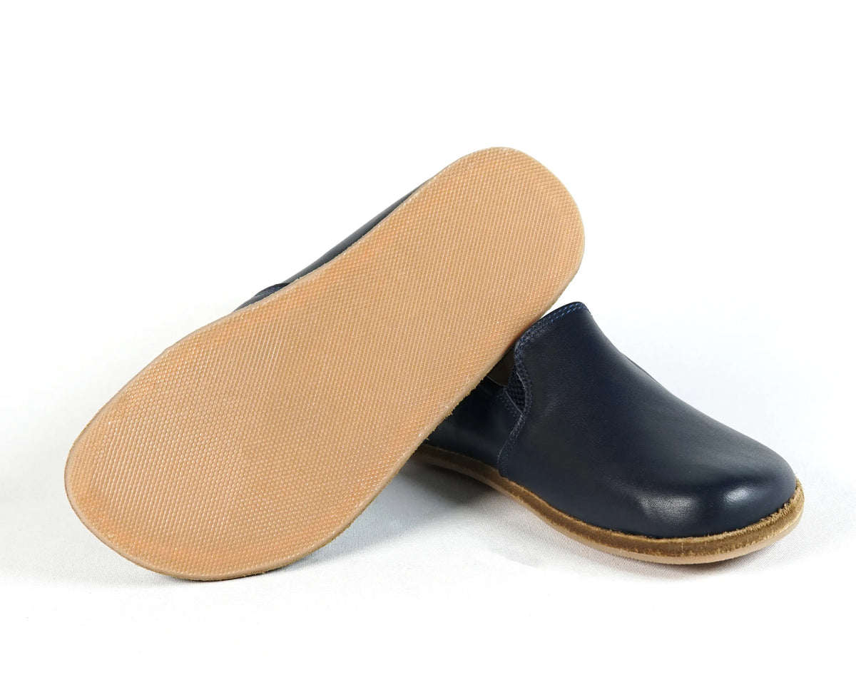 Smooth Barefoot Ballet Shoes – Classic Sole — Leather Sole – Navy Blue