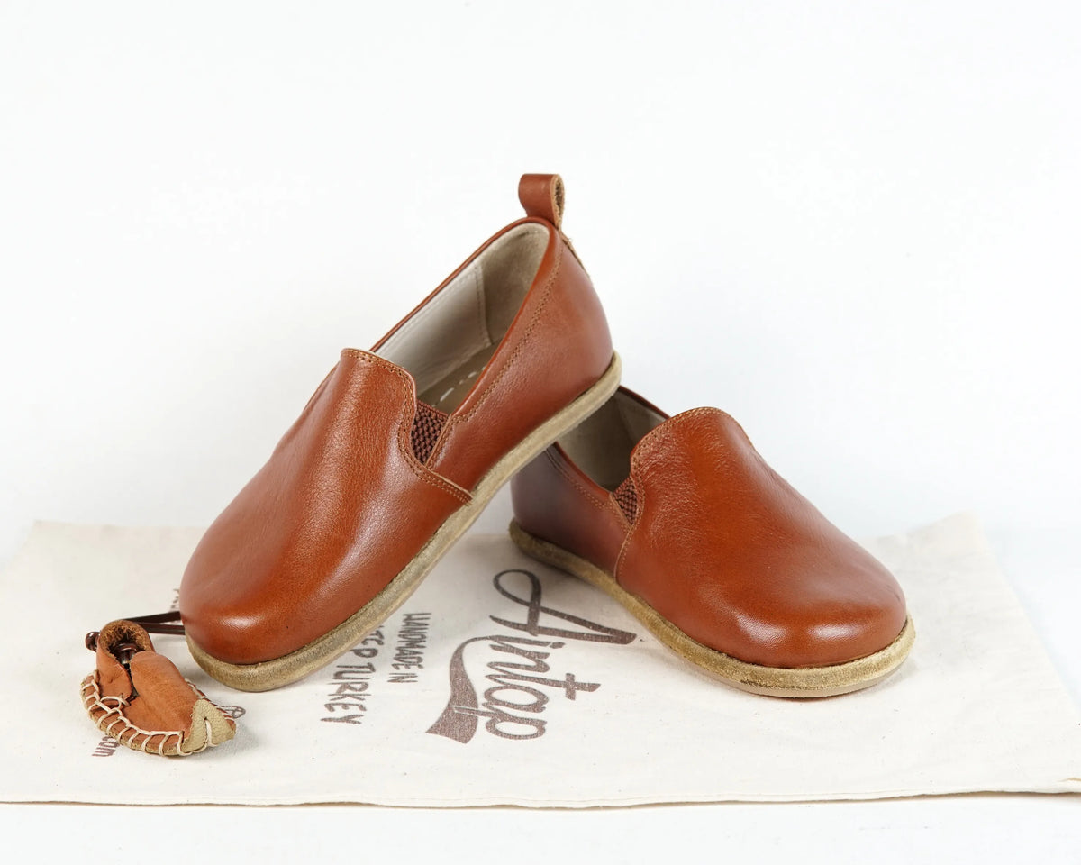 Smooth Barefoot Ballet Shoes – Classic Sole — Leather Sole – Brown