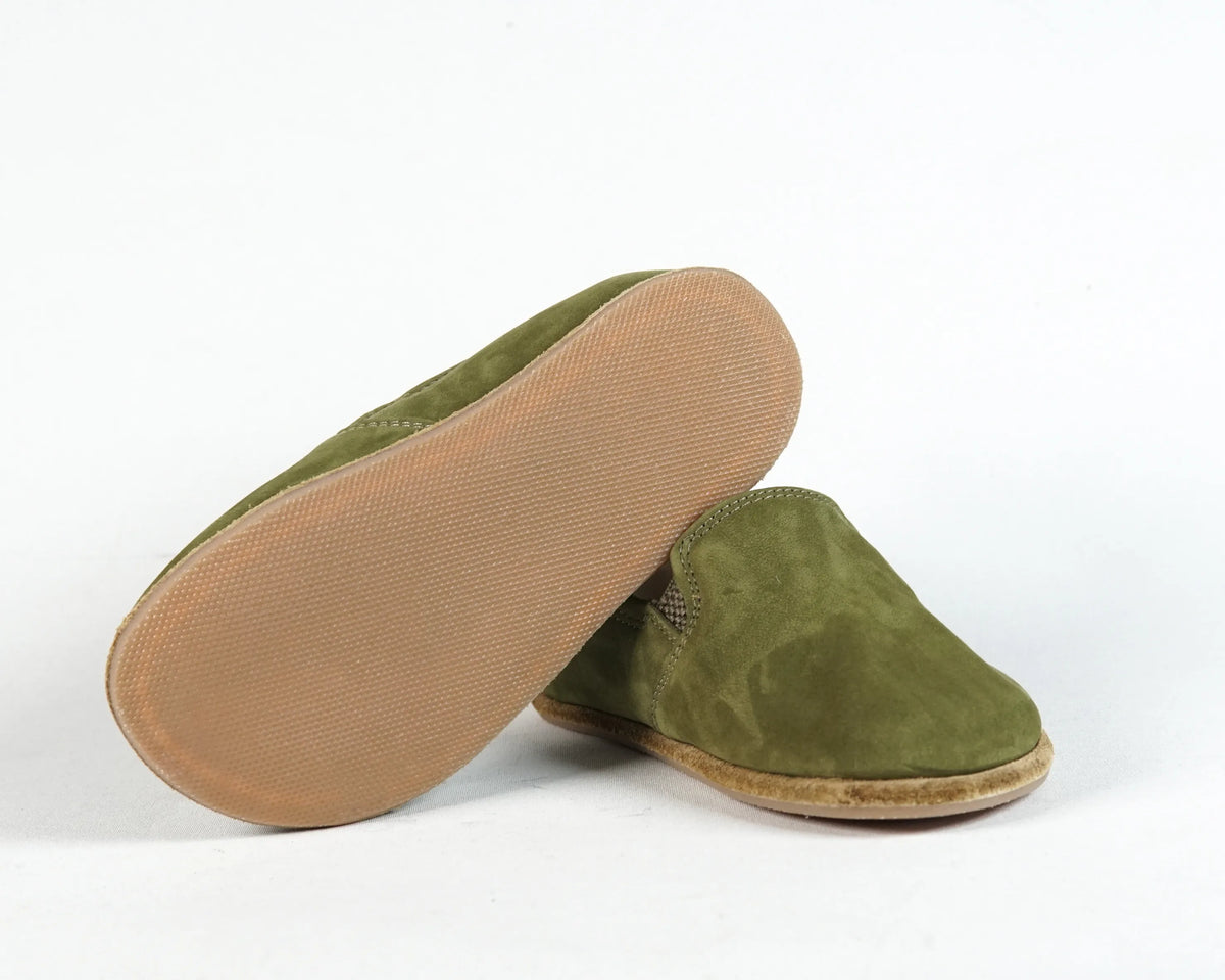 Nubuck Barefoot Ballet Shoes – Classic Sole — Leather Sole – Green