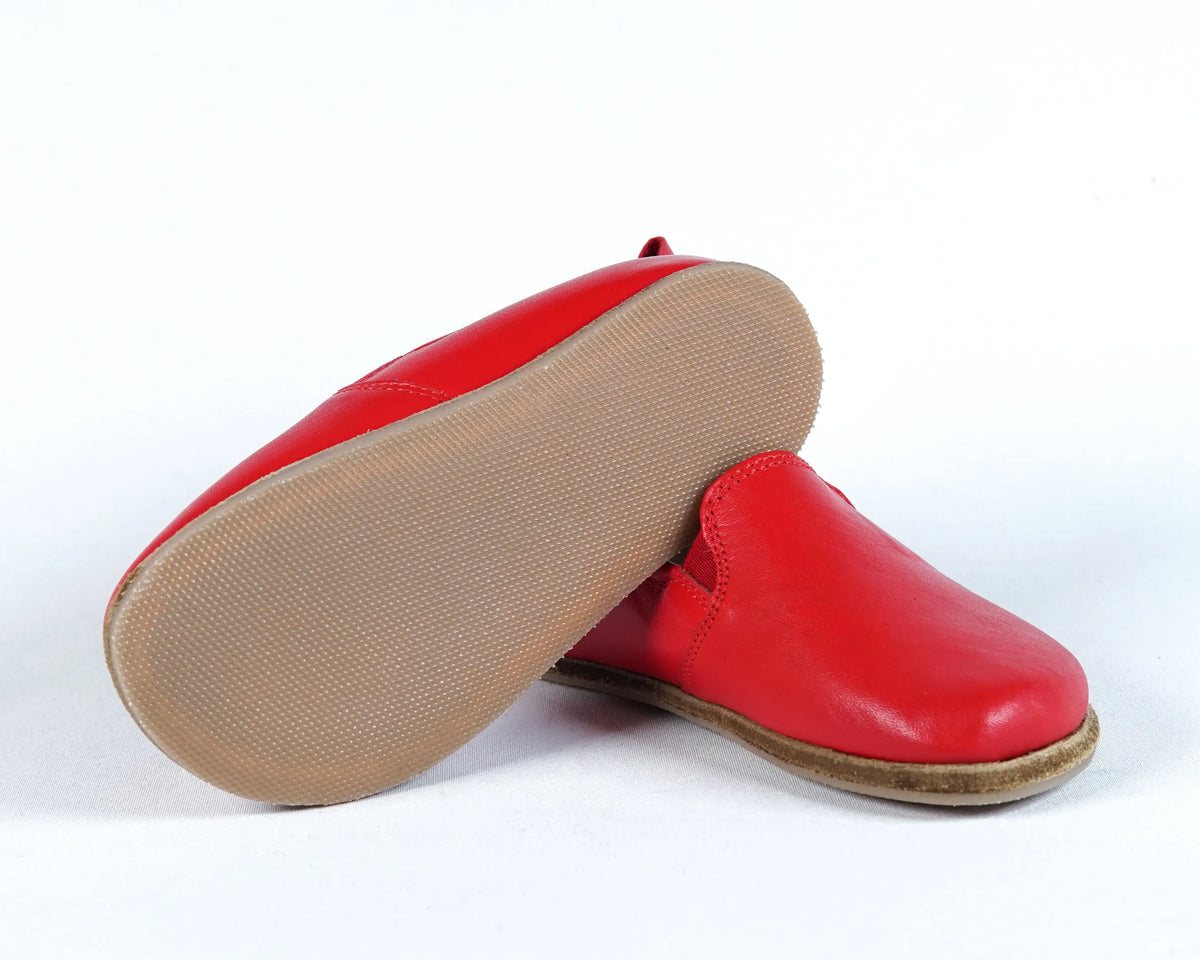 Smooth Barefoot Ballet Shoes – Classic Sole — Leather Sole – Red