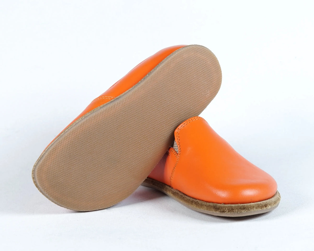 Smooth Barefoot Ballet Shoes – Classic Sole — Leather Sole – Orange