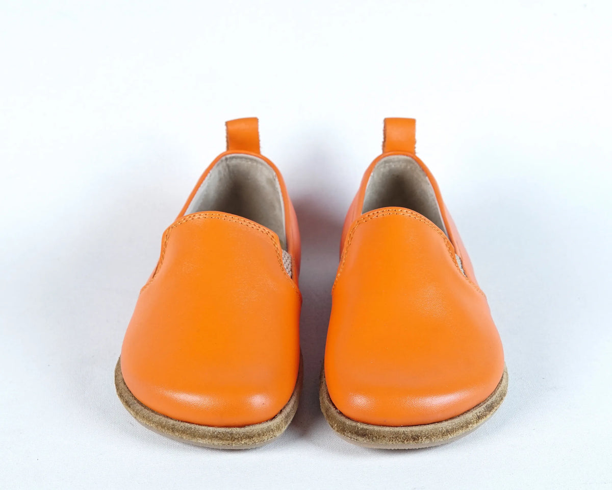 Smooth Barefoot Ballet Shoes – Classic Sole — Leather Sole – Orange