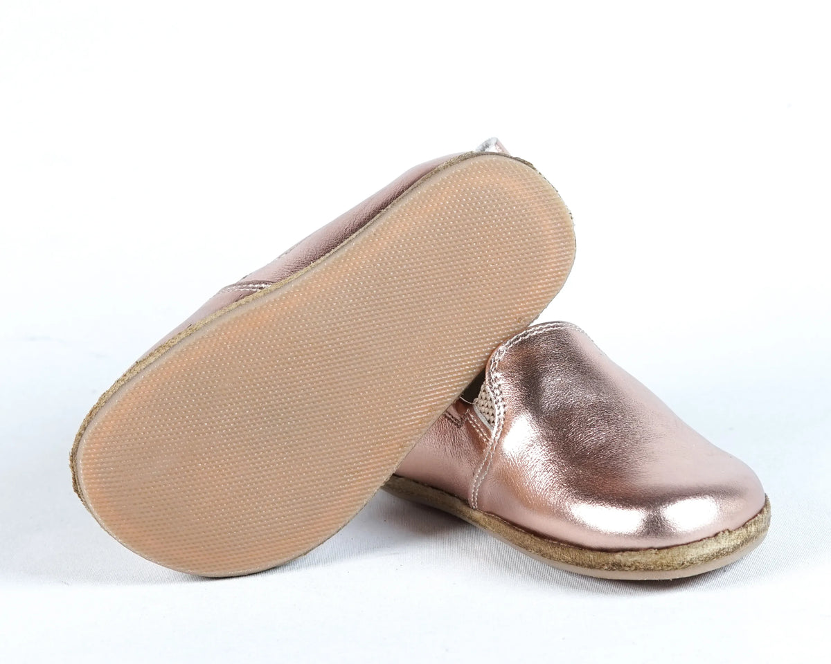 Bright Barefoot Ballet Shoes – Classic Sole — Leather Sole – Rose Gold