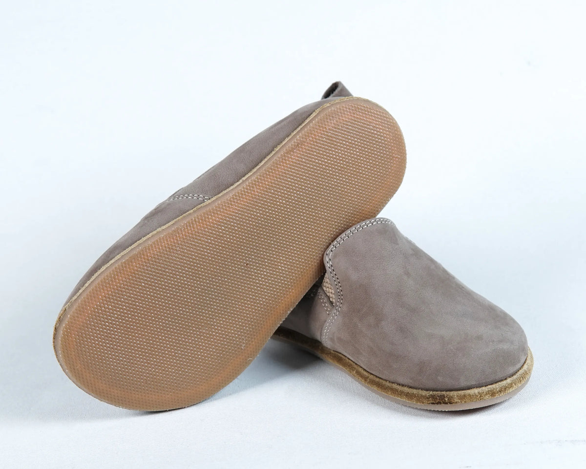 Nubuck Barefoot Ballet Shoes – Classic Sole — Leather Sole – Smoked