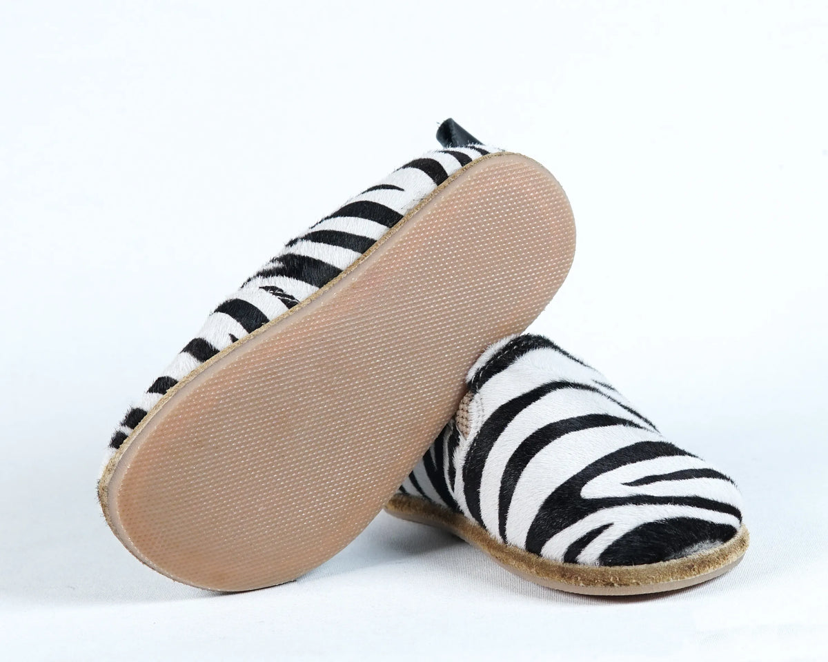 Hair Barefoot Ballet Shoes – Classic Sole — Leather Sole – Zebra