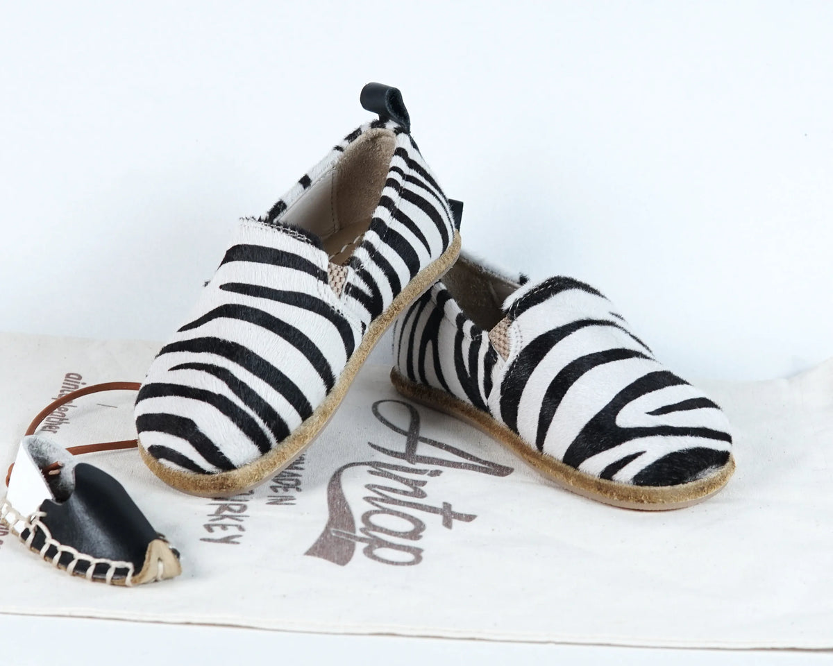 Hair Barefoot Ballet Shoes – Classic Sole — Leather Sole – Zebra