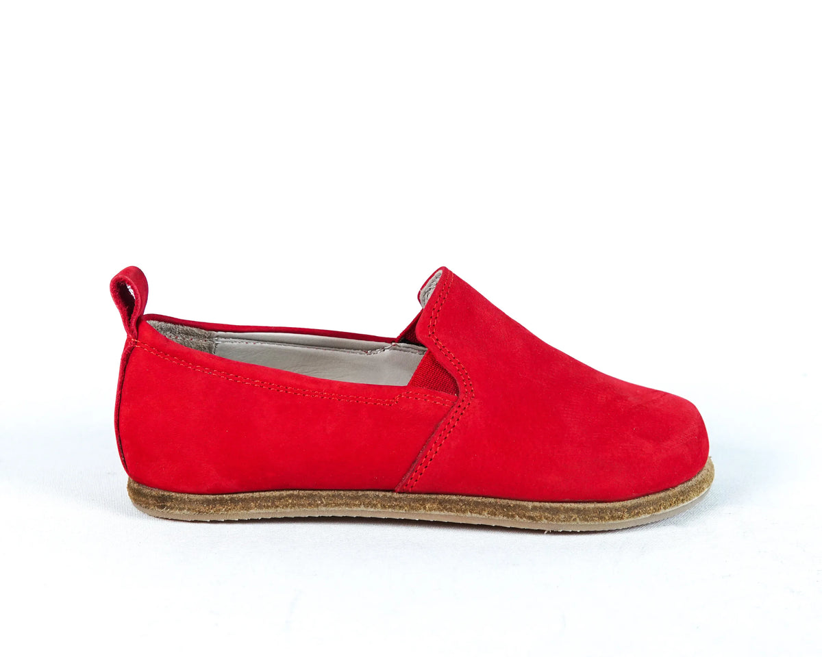 Nubuck Barefoot Ballet Shoes – Classic Sole — Leather Sole – Red