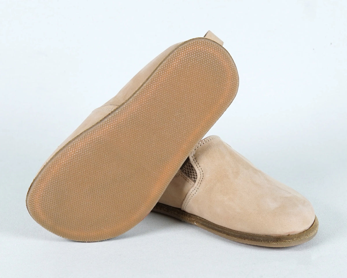 Nubuck Barefoot Ballet Shoes – Classic Sole — Leather Sole – Cream