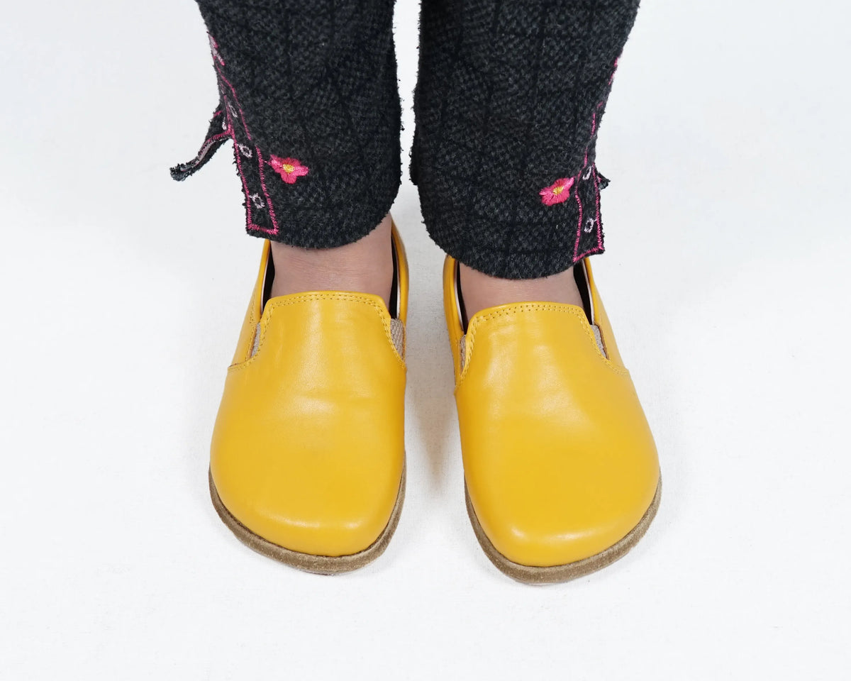 Smooth Barefoot Ballet Shoes – Classic Sole — Leather Sole – Mustard