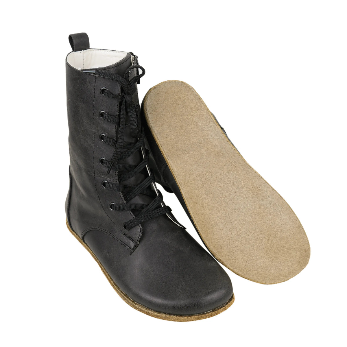 Crazy Barefoot Long Boots Shoes – Classic Sole — Leather Sole – Black