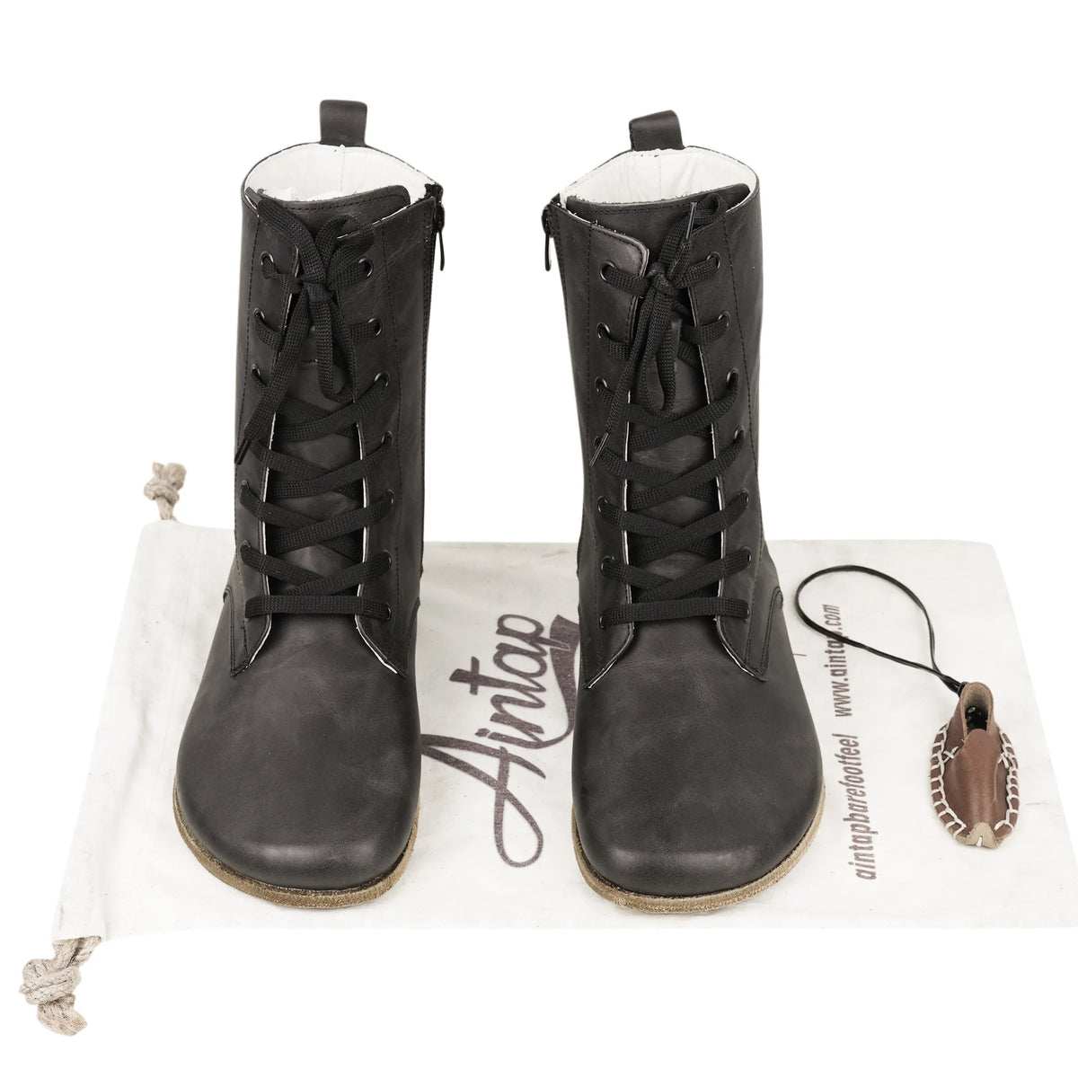 Crazy Barefoot Long Boots Shoes – Classic Sole — Leather Sole – Black