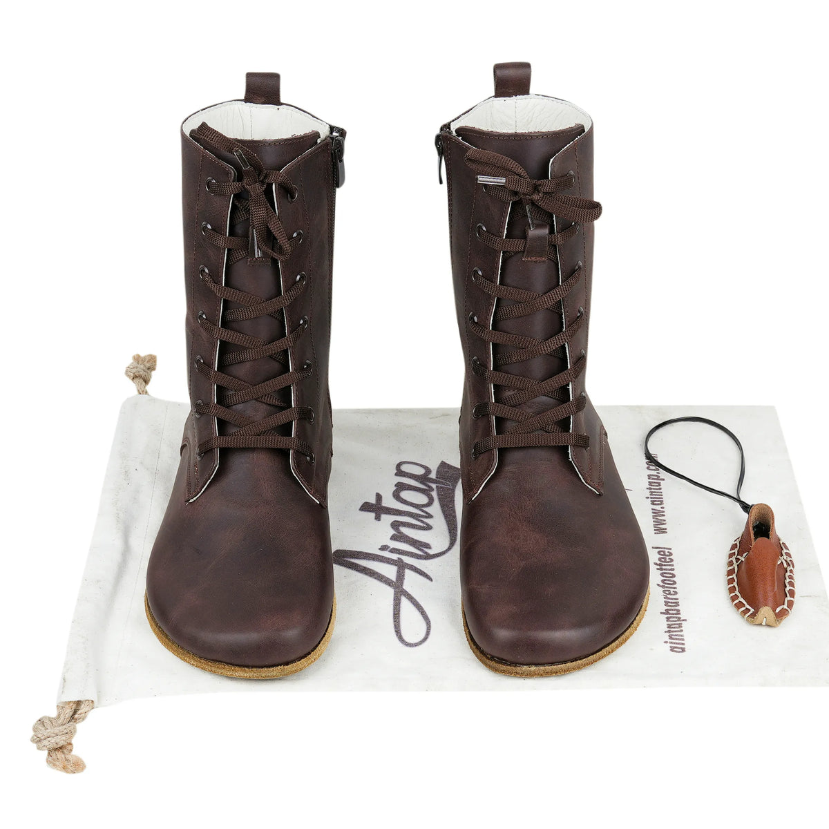 Crazy Barefoot Long Boots Shoes – Classic Sole — Leather Sole – Dark Brown