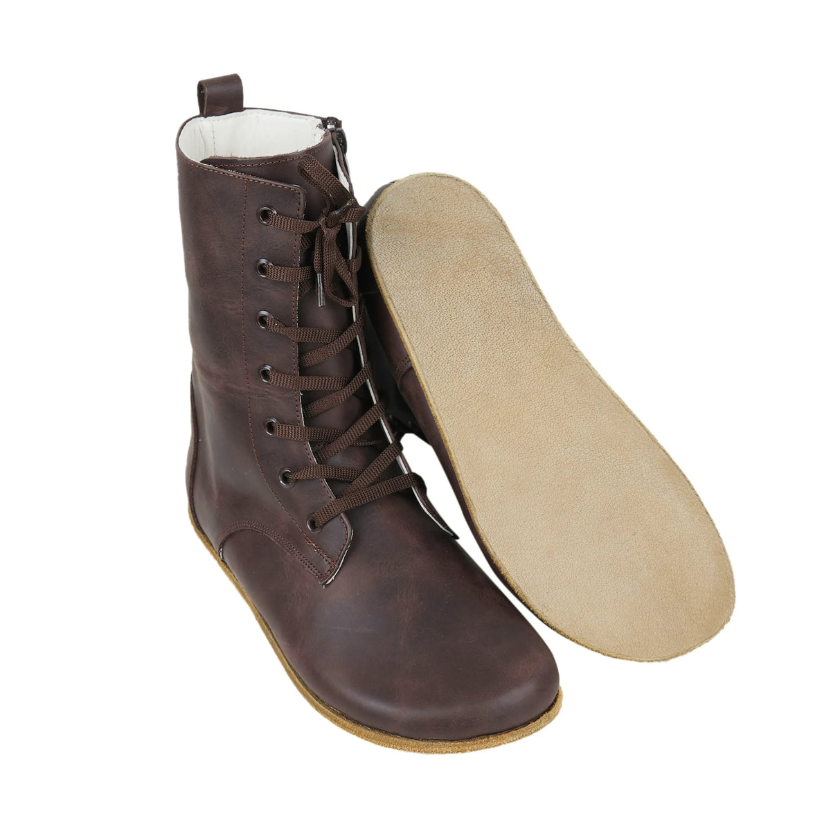 Crazy Barefoot Long Boots Shoes – Classic Sole — Leather Sole – Dark Brown
