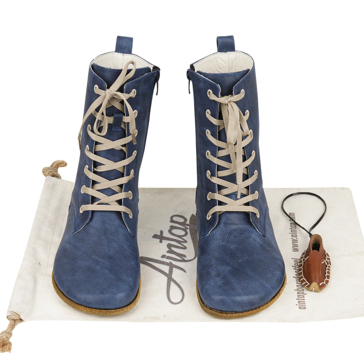 Crazy Barefoot Long Boots Shoes – Classic Sole — Leather Sole – Navy Blue