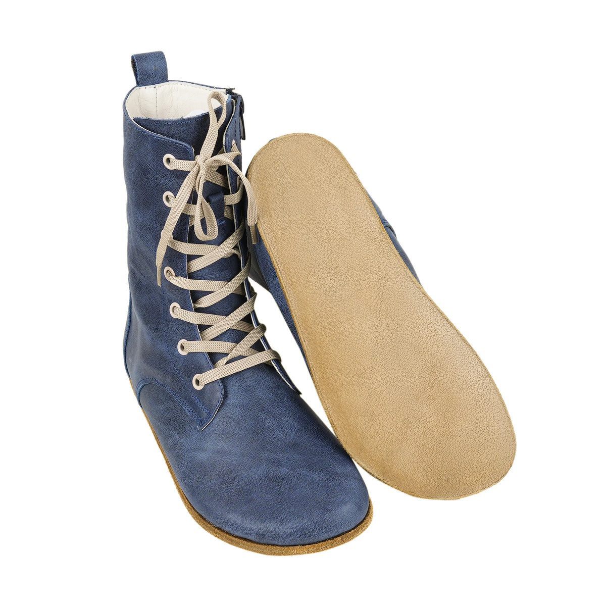Crazy Barefoot Long Boots Shoes – Classic Sole — Leather Sole – Navy Blue