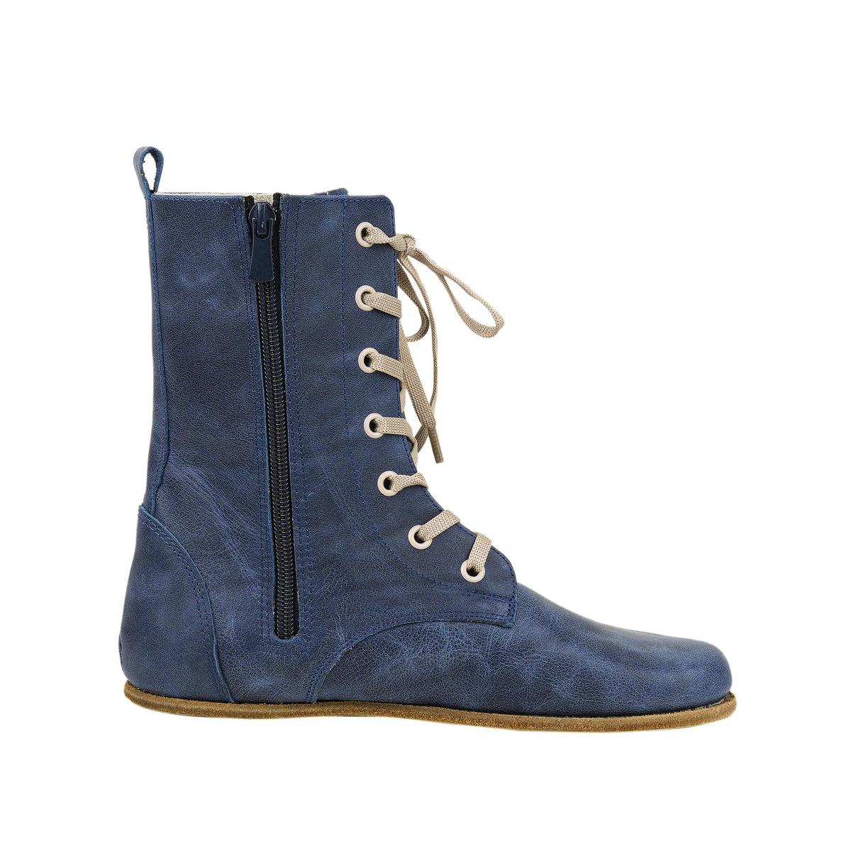 Crazy Barefoot Long Boots Shoes – Classic Sole — Leather Sole – Navy Blue
