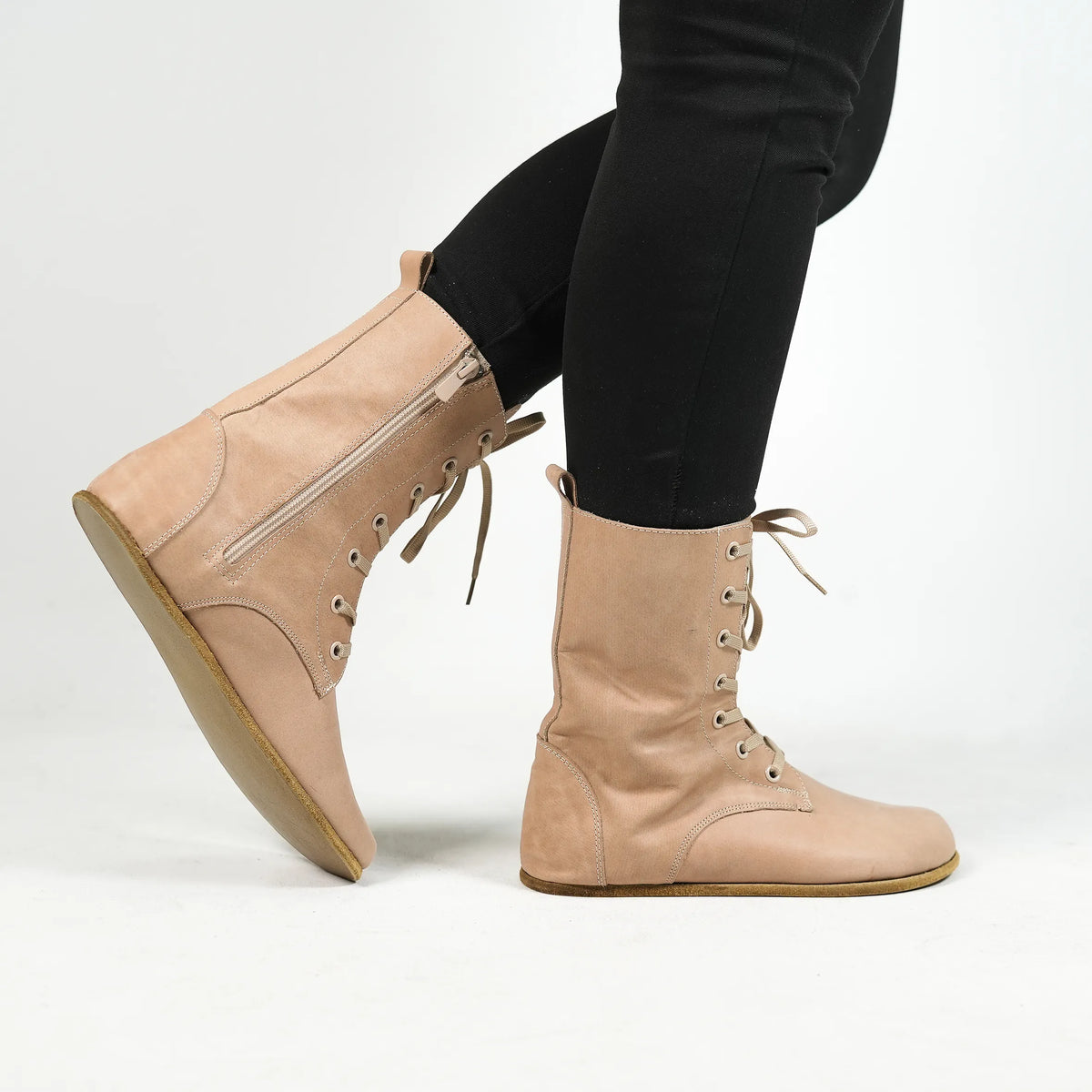 Crazy Barefoot Long Boots Shoes – Classic Sole — Leather Sole – Undyed Crust