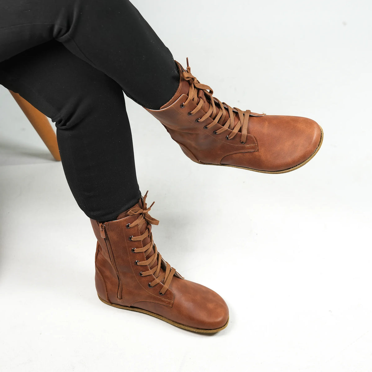 Crazy Barefoot Long Boots Shoes – Classic Sole — Leather Sole – Brown