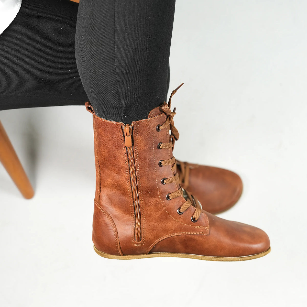 Crazy Barefoot Long Boots Shoes – Classic Sole — Leather Sole – Brown