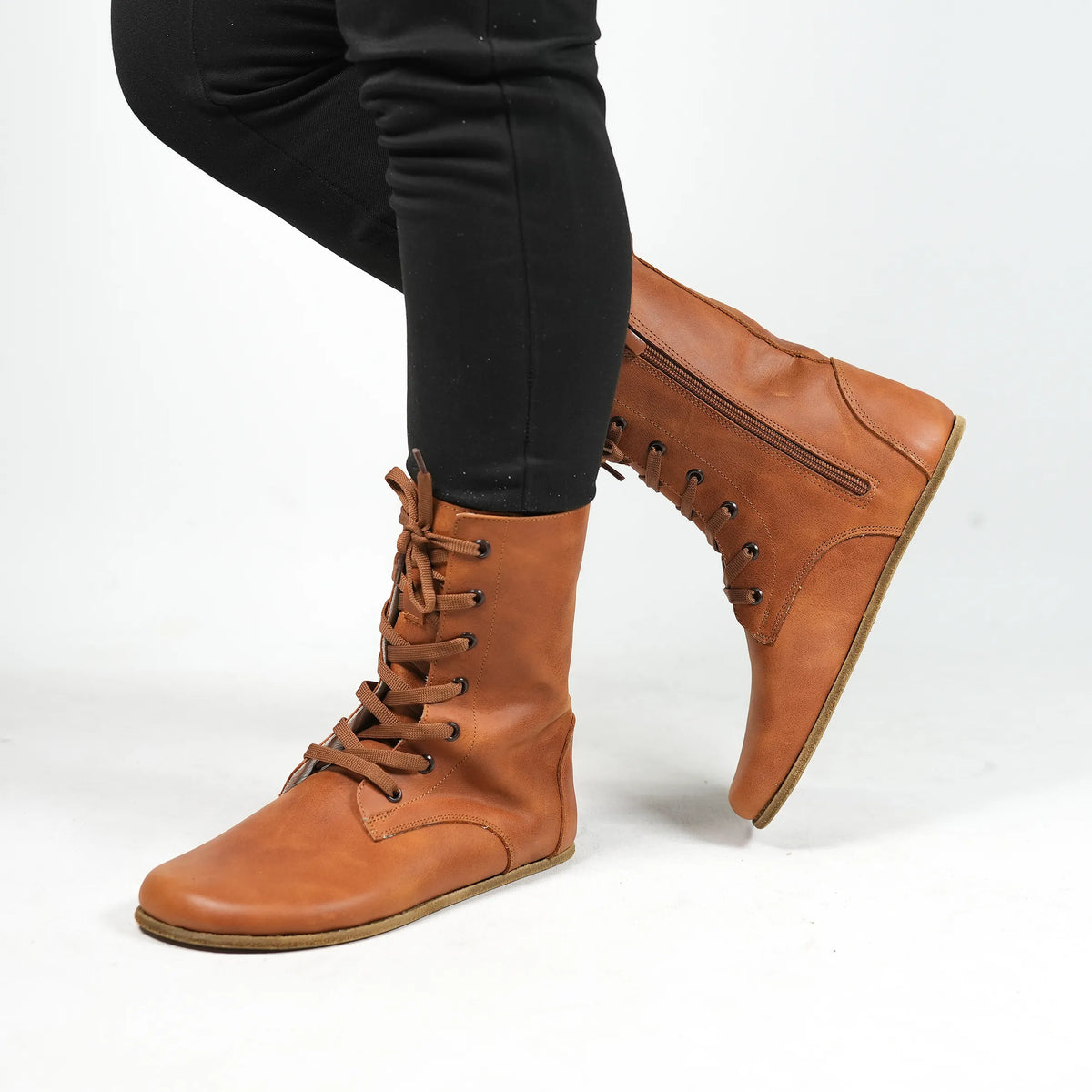 Crazy Barefoot Long Boots Shoes – Classic Sole — Leather Sole – Honey Camel