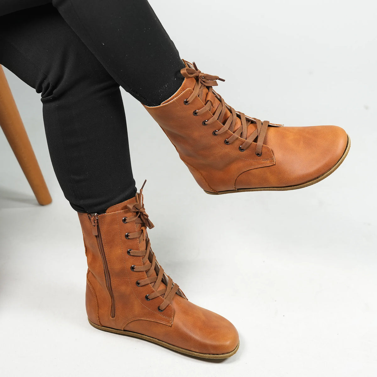Crazy Barefoot Long Boots Shoes – Classic Sole — Leather Sole – Honey Camel