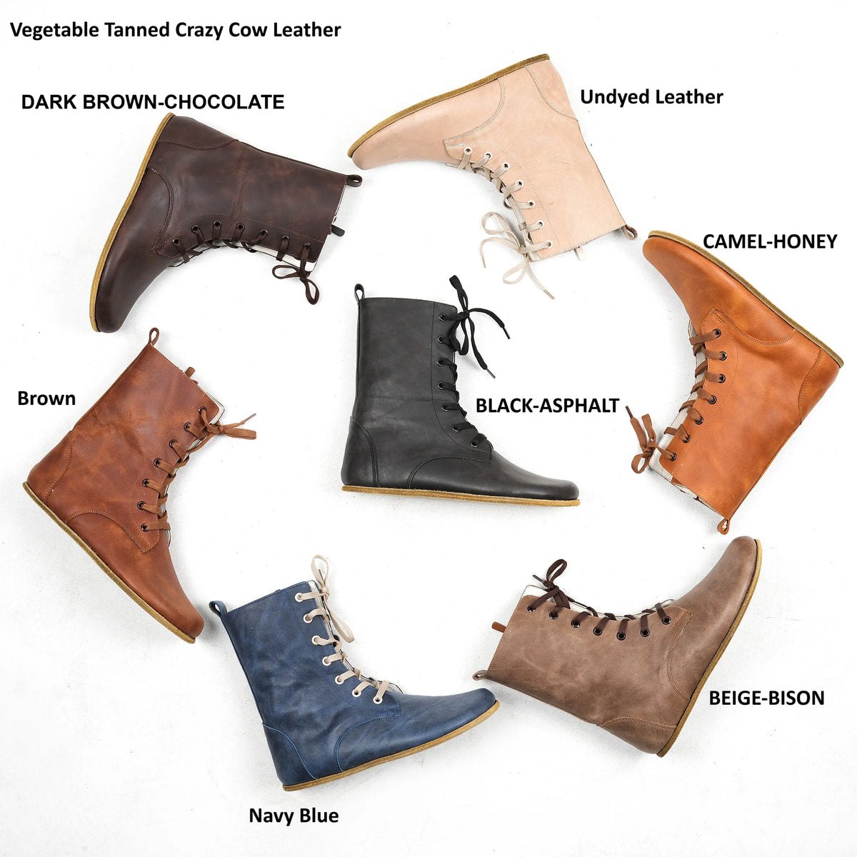 Crazy Barefoot Long Boots Shoes – Classic Sole — Leather Sole – Black