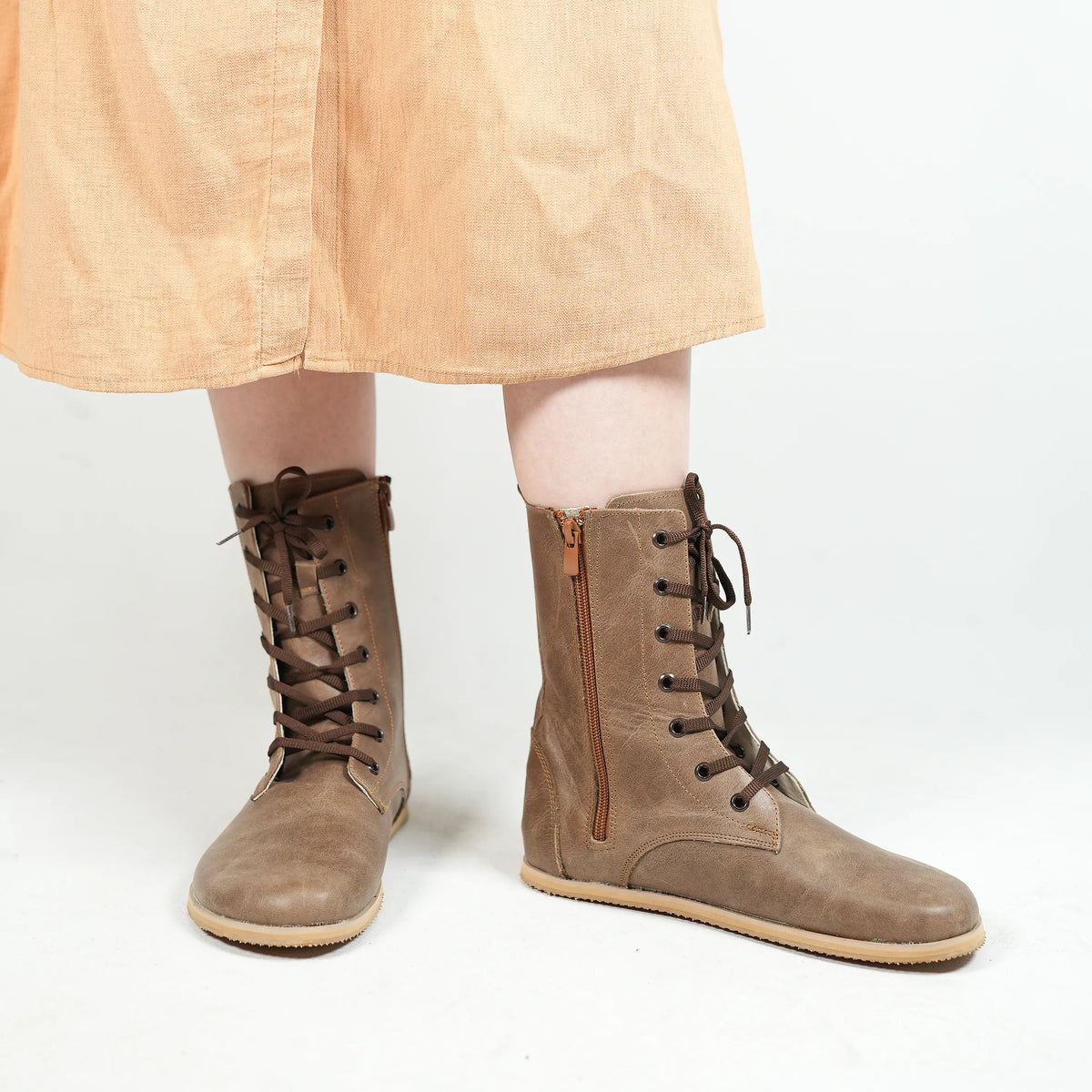 Crazy Barefoot Long Boots Shoes – Eva Outsole – Beige Bizon